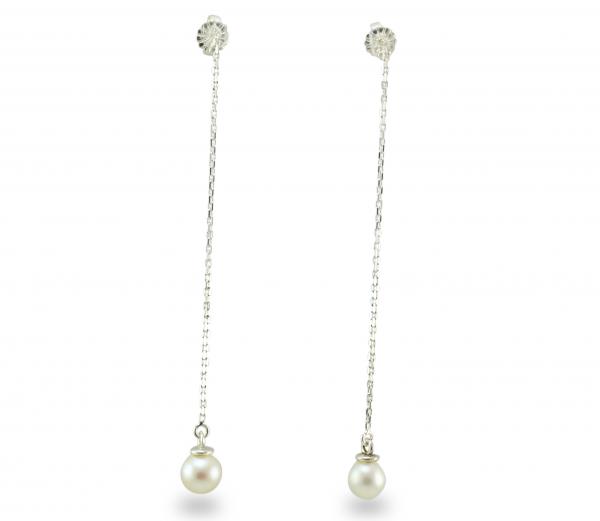Sterling Silver Pearl Threader Earrings