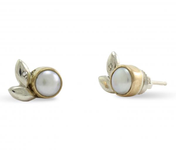 Magnolia Studs, Silver, 14k Gold, Pearl, Diamond picture