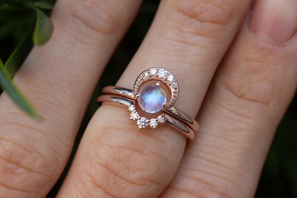 Soul Connection Rings, Gold & Moonstone & Diamonds picture