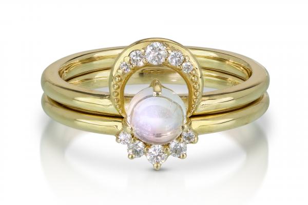 Soul Connection Rings, Gold & Moonstone & Diamonds