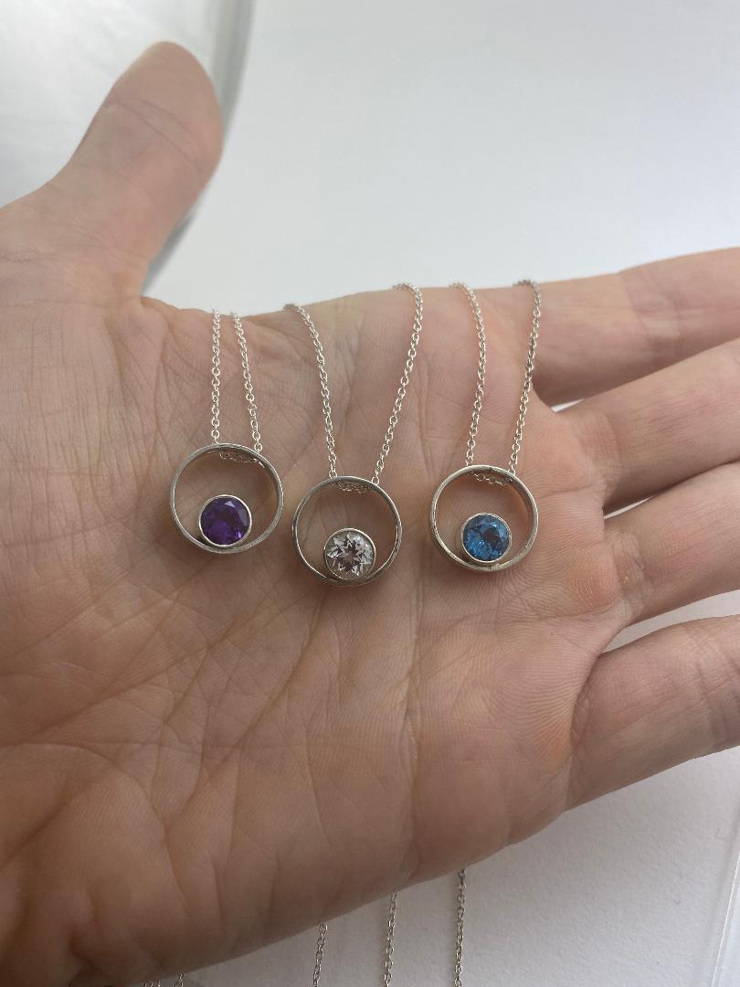 Duplet Necklace, Silver &Topaz picture