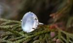 Crescent Moonstone Ring, Yellow Gold