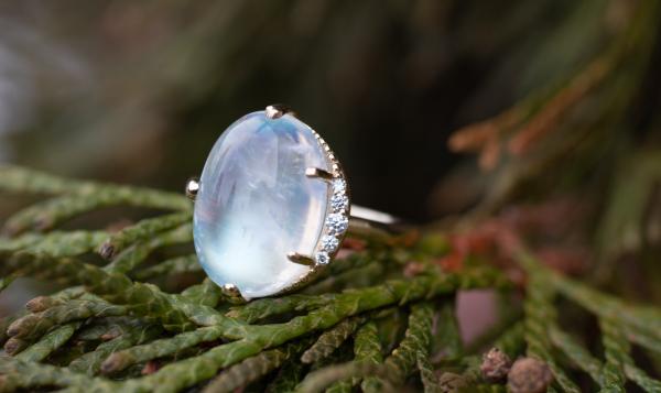 Crescent Moonstone Ring, Yellow Gold picture