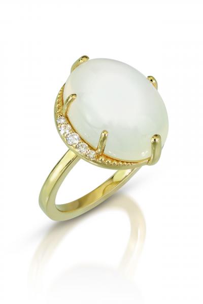 Crescent Moonstone Ring, Yellow Gold picture