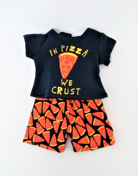 2-piece Shorts Top Pizza Outfit for 18-inch Dolls picture