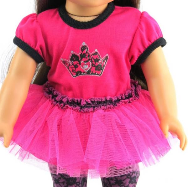 2-piece Lace Crown Pink & Black Dress for 18-inch Dolls picture