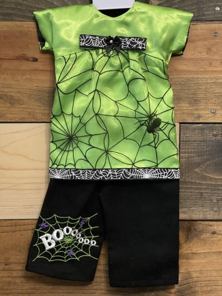 Green Spider Web 2-piece Outfit Halloween for 18-inch Dolls picture