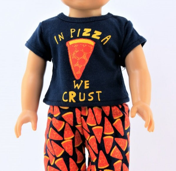 2-piece Shorts Top Pizza Outfit for 18-inch Dolls