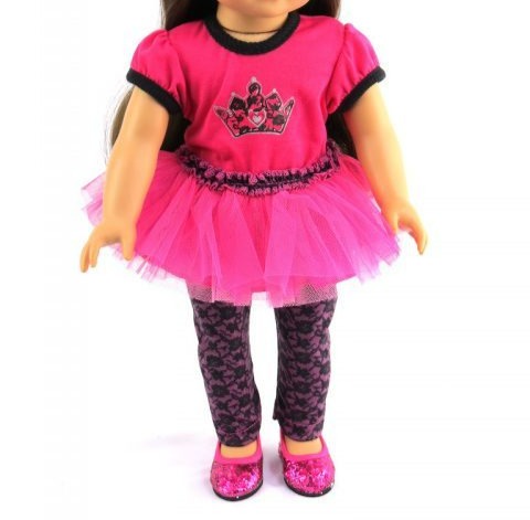 2-piece Lace Crown Pink & Black Dress for 18-inch Dolls picture