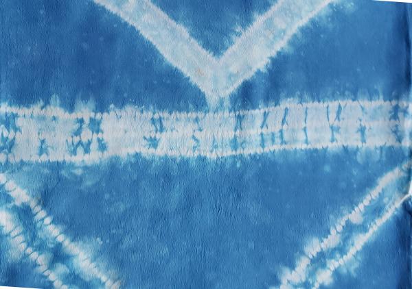 Shibori Stitch Resist Indigo Silk Crepe Scarf #016 picture