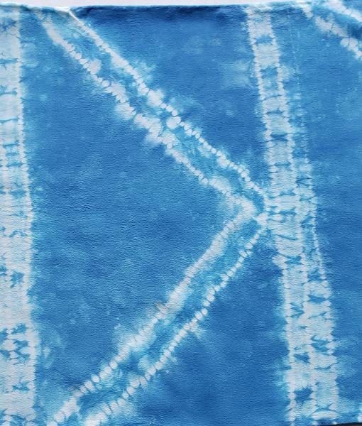 Shibori Stitch Resist Indigo Silk Crepe Scarf #016 picture