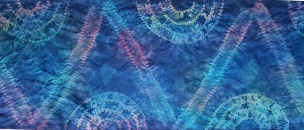 Shibori Stitch Resist Indigo Silk Scarf #023 picture