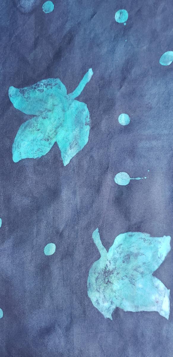 Batik Black & Leaves Silk Scarf #008 picture