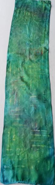 Batik Green Silk Scarf #017 picture