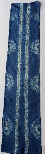 Shibori Stitch Resist Indigo Silk Scarf #002