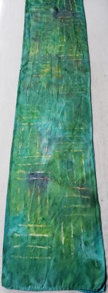 Batik Green Silk Scarf #017 picture