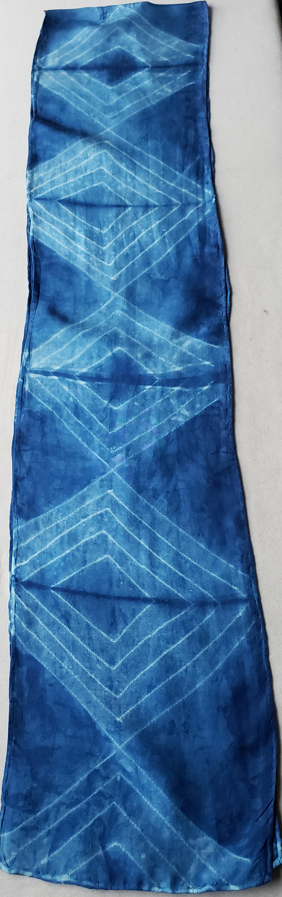 Shibori Machine Stitch Resist Silk Scarf #021 picture