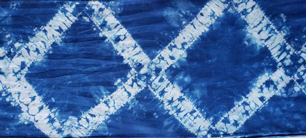 Shibori Stitch Resist Indigo Silk Scarf #009 picture