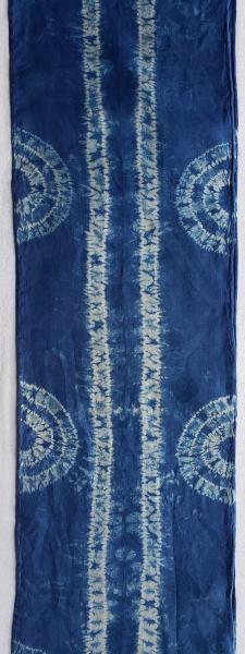 Shibori Stitch Resist Indigo Silk Scarf #002 picture