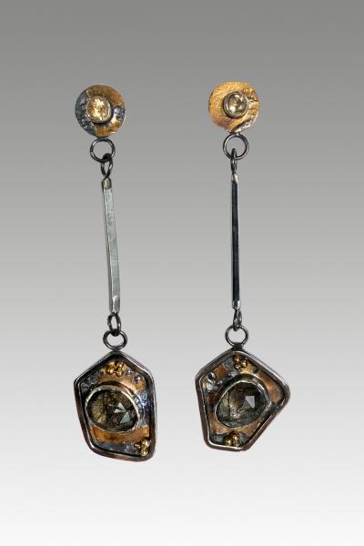 Moonshot black rutilated quartz earrings