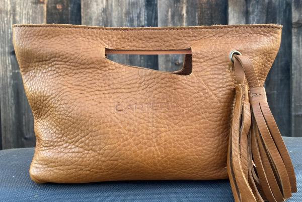 Clutch, Tan (soft leather, zipper)