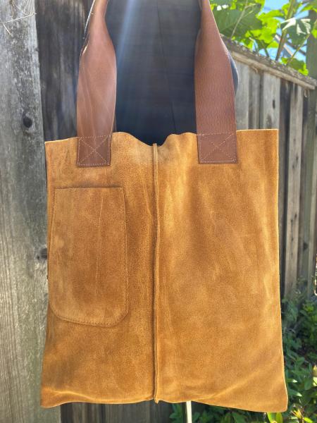 Tote, TAN suede with tan leather straps picture