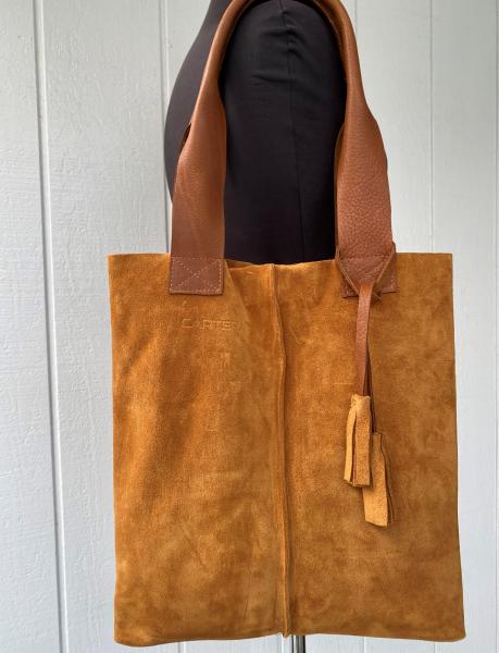 Tote, TAN suede with tan leather straps picture