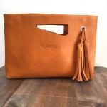 Clutch, Tan Leather (hard leather)