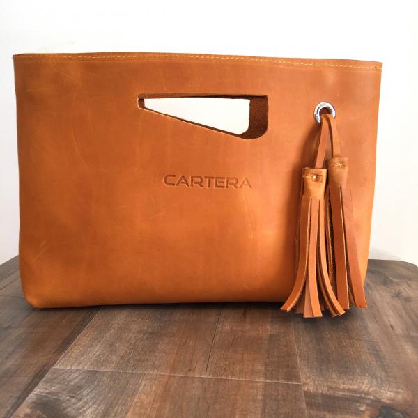 Clutch, Tan Leather (hard leather) picture