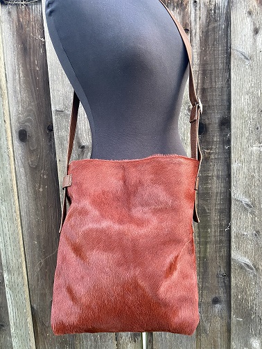 Crossbody, Brown leather with Cognac Hair on Hide