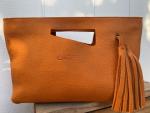 Clutch, Orange (soft leather, zipper)