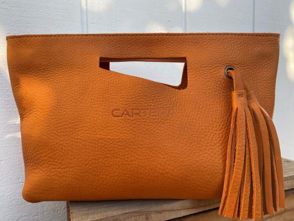 Clutch, Orange (soft leather, zipper) picture