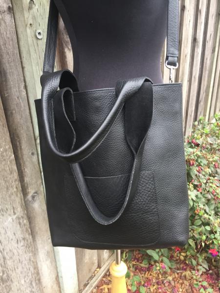 Shoulder bag AND a crossbody, Black leather picture