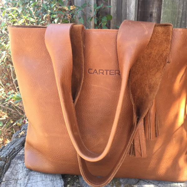 Large Shoulder bag, Tan leather (zipper)