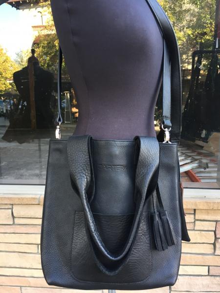 Shoulder bag AND a crossbody, Black leather picture