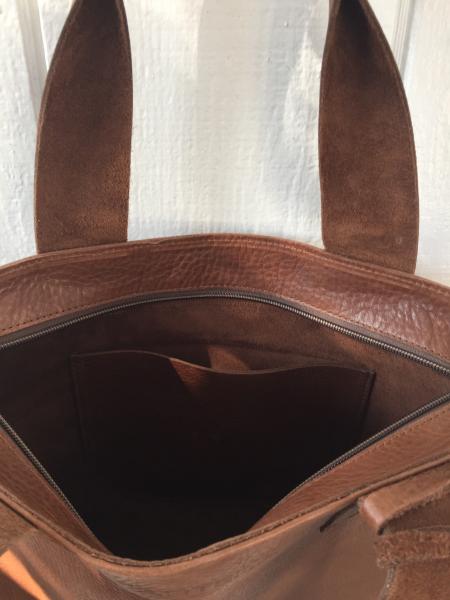 Large Shoulder bag, Brown leather (zipper) picture