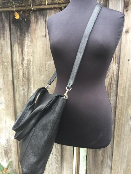 Shoulder bag AND a crossbody, Black leather picture