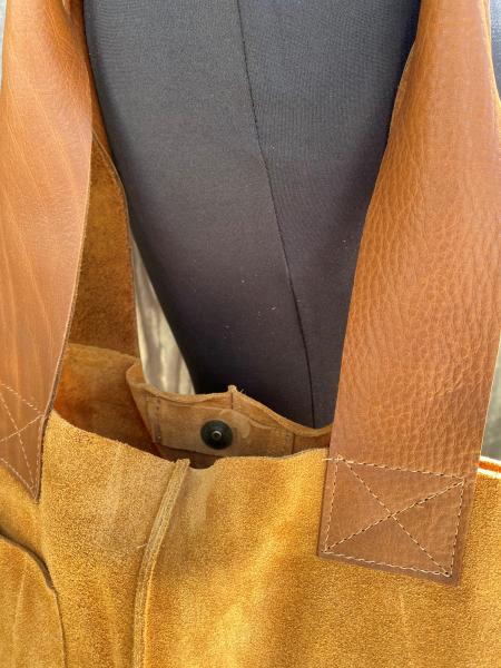 Tote, TAN suede with tan leather straps picture