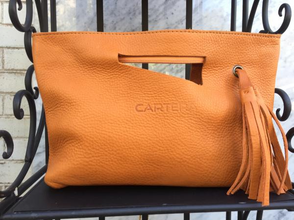 Clutch, Orange (soft leather, zipper) picture