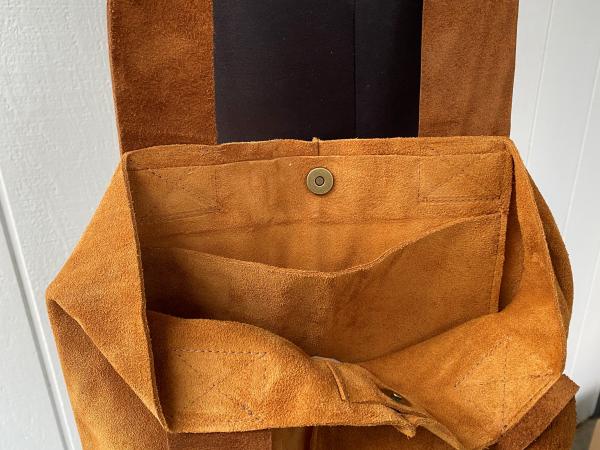 Tote, TAN suede with tan leather straps picture