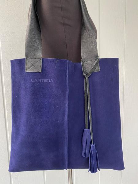 Tote, Blue suede with leather straps picture