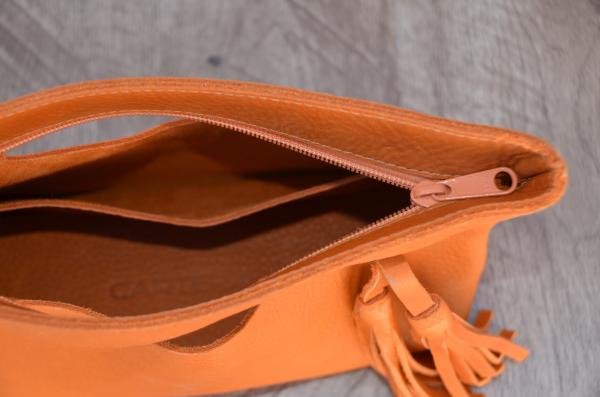 Clutch, Orange (soft leather, zipper) picture