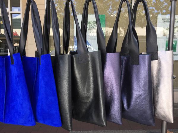 Tote, Blue cobalt suede with leather straps picture