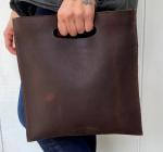 Clutch, Brown buffalo leather