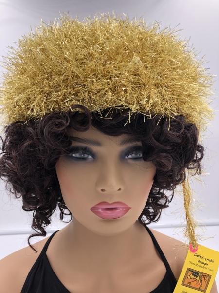 Hat: Gold Sparkle Faux Fur Beret picture