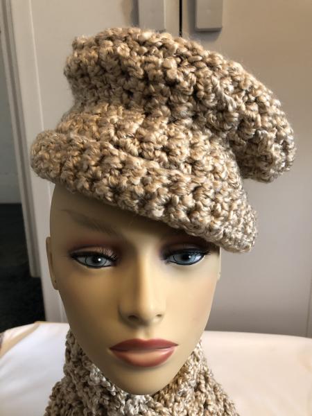 Hat-Scarf Set: Beige Lacy Shell picture
