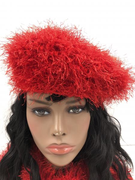 Hat-Scarf: Fierce Red Sparkle and Faux Fur picture