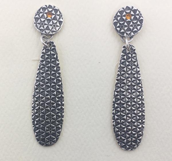 Fine Silver Earrings - Dangle Post Earrings with CZ