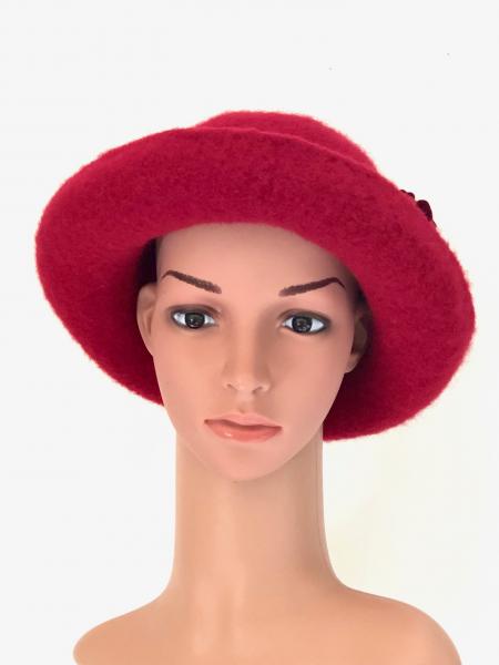 Brimmed Hat with Optional Flower Pin, Red picture
