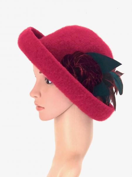 Brimmed Hat with Optional Flower Pin, Red picture